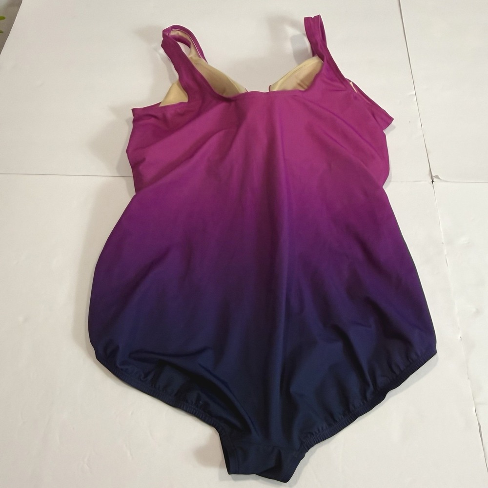 Lands End SlenderSuit Wrap 1 Piece Swimsuit Pink Ombre Tummy Control 18W TALL - Picture 5 of 10